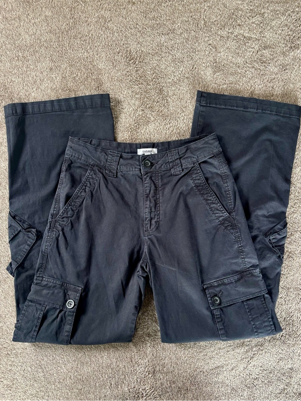 XS - Garage wide leg black cargo pants